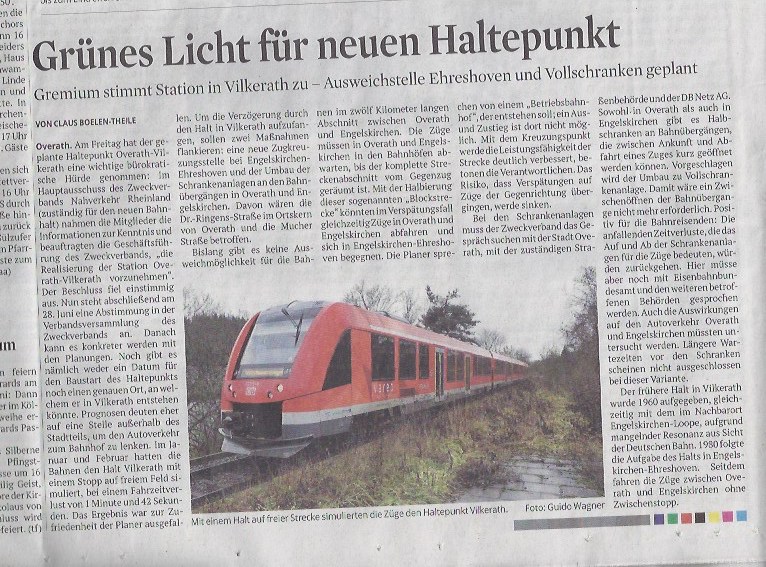 Grünes Licht Für Den Bahnhaltepunkt Vilkerath 2